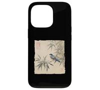 Arrendajo azul japonés sobre rama de bambú Vintage Bird Art Carcasa para iPhone 13 Pro