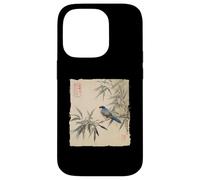 Arrendajo azul japonés sobre rama de bambú Vintage Bird Art Carcasa para iPhone 14 Pro