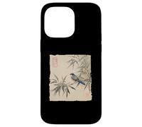 Arrendajo azul japonés sobre rama de bambú Vintage Bird Art Carcasa para iPhone 14 Pro Max
