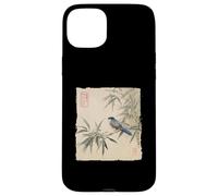 Arrendajo azul japonés sobre rama de bambú Vintage Bird Art Carcasa para iPhone 15 Plus