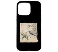 Arrendajo azul japonés sobre rama de bambú Vintage Bird Art Carcasa para iPhone 15 Pro Max