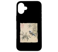 Arrendajo azul japonés sobre rama de bambú Vintage Bird Art Carcasa para iPhone 16 Plus