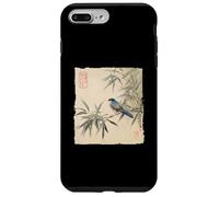 Arrendajo azul japonés sobre rama de bambú Vintage Bird Art Carcasa para iPhone 7 Plus/8 Plus
