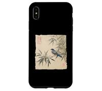 Arrendajo azul japonés sobre rama de bambú Vintage Bird Art Carcasa para iPhone XS Max