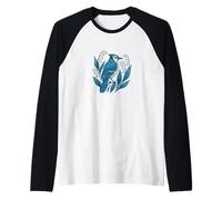 Arrendajo Azul y Lirio del Valle Observación de Aves Naturaleza Arte Camiseta Manga Raglan
