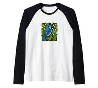 Arrendajo Azul y Lirio del Valle Observación de Aves Naturaleza Arte Camiseta Manga Raglan