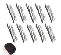 ArrErr Paquete de 10 peines largos de 20 dientes de alambre negro con peines de costura de tela, soporte para pelucas terminadas, fijación segura, extensión de cabello DIY