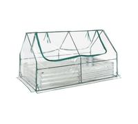 [en.casa] Invernadero Exterior 3 en 1 Balsorano Bancal con Invernadero Pequeño Arriate de Jardín Huerto Urbano Acero 186 x 96 x 98 cm - Transparente