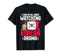 Arriba Toda la Noche Viendo el Drama Coreano Retro TV Bandera de Corea del Sur Camiseta