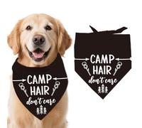 arricraft 1 bandana para perro, 21.7 x 21.7 x 30.7 pulgadas, patrón de palabras de campamento, triángulo de algodón, ajustable, pañuelo lavable para perros grandes y mascotas
