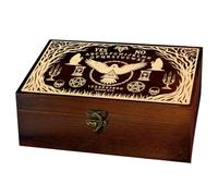 arricraft 1 caja de almacenamiento de recuerdos de madera, tabla de adivinación, ojo de misterio, pentagrama, calavera, patrón rectangular, caja de tarot de pino para aniversario, almacenamiento de
