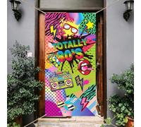 arricraft 1 cubierta de puerta Totally 80, colorido cartel de hip hop de los años 80, pancarta de graffiti, telón de fondo de poliéster, pancarta de decoración retro para suministros de fiesta, 35.4 x