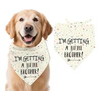 arricraft 1 pañuelo colorido para perro, con texto en inglés "I'm getting a little brother", triangular, ajustable, cómodo, baberos para mascotas, lavable, bufanda de algodón para perros grandes, 78 x