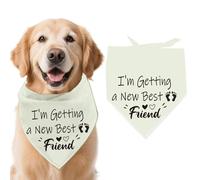arricraft 1 pañuelo para perro, con texto en inglés "I'm Getting a New Best Friends", triangular, ajustable, cómodo, babero de algodón lavable, pañuelo para perros grandes, 78 x 39 cm