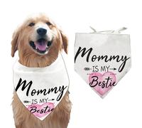 arricraft 1 pañuelo para perro Mommy Is My Best Bestie, bufanda triangular ajustable con forma de corazón y punta de flecha, accesorios de pañuelo de algodón lavable para mujer, tamaño mediano y