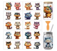 arricraft 10 hojas con diseño de gato UV DTF para vasos de 473 ml, gatitos peludos, divertidos dibujos animados, calcomanías de transferencia de PVC para tazas de bricolaje, muebles de madera, 24 x 11