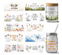 arricraft - 10 unidad de Adhesivos de Transferencia para Envoltorios de Vasos UV DTF, 10 estilos Palabras de Inspiración Papel de Transferencia de Diente de León Affirm Yourself Frote Sobre Pegatinas