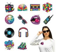 arricraft 12 hojas de pegatinas retro hip-hop para planchar, estilo discoteca de neón, calcomanías de transferencia para bricolaje, ropa, sombrero, decoración