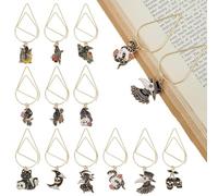 arricraft 12 marcapáginas de estilo gótico, 12 estilos de gato, cuervo, esqueleto, luna, serpiente, marcapáginas de hierro, clips de papel largos de metal, marcadores de libros de fantasía para