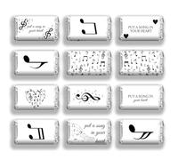 arricraft 120 envoltorios de dulces con notas musicales, pon una canción en ti corazón, mini envoltura de barra de caramelo, calcomanías de etiqueta de barra de chocolates para invitados, conciertos,