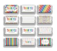 arricraft 120 mini envoltorios de barra de caramelo, diseño de color arcoíris, calcomanías de etiqueta de barra de chocolates de agradecimiento para profesores, personal y empleados, fiesta de