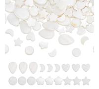 arricraft 120 pieza de Cuentas de Nácar Natural, 6 estilo de Cuentas de Concha, Forma de Estrella, Redonda, Luna, Corazón, Lágrima, Cuentas de Flores, Cuentas de Color Blanco Leche para Hacer Joyas
