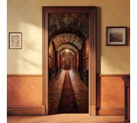 arricraft 2 calcomanías autoadhesivas para puerta, 31.5 x 78.7 pulgadas, 3D, bodega, barriles vintage, murales de puerta, calcomanías de PVC para puertas, papel tapiz extraíble, decoración para