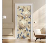 arricraft 2 calcomanías autoadhesivas para puerta, 31.5 x 78.7 pulgadas, 3D con patrón moderno de flores blancas neutrales, murales de puerta, calcomanías de PVC para puertas, papel pintado extraíble