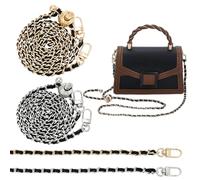 arricraft 2 correas de cadena ajustables para bolso, cadenas doradas y plateadas con correa de piel sintética negra, extensor, correa larga de repuesto para bolso cruzado pequeño