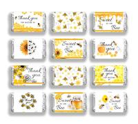 arricraft 20 envoltorios de barra de caramelo, 3,5 x 6,6 cm, 6 estilos de etiquetas de barra de chocolate y miel de abeja amarilla para decoración de ducha de niños y niñas (sin dulces)