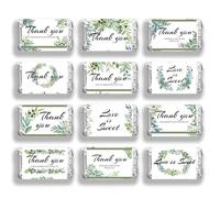 arricraft 20 envoltorios de dulces de boda, mini envoltorio de barra de caramelo verde con texto en inglés "Thank You" Love is Sweet Chocolates, etiquetas adhesivas para invitados, recuerdos de fiesta