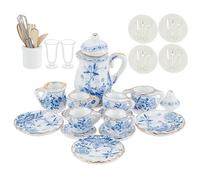 arricraft 27 piezas de accesorios de cocina para casa de muñecas en miniatura a escala 1:12, incluye mini taza de té de porcelana, batidores de huevos, ollas y sartenes de metal, platos de muñeca
