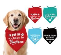 arricraft 4 bandanas de poliéster para mascotas, Pet Me and Tell Me I'm Handsome para perro, lavables triangulares, bandanas de tela para gatos y perros pequeños, medianos y grandes, accesorios de