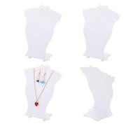 arricraft 4 piezas joyería collar pantallas, blanco busto en forma de plástico inclinado atrás collar almacenamiento rack busto expositor soporte para la pantalla de joyería