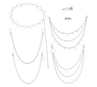 arricraft 5 cadenas multicapa para cinturón de mezclilla Hip Hop con 2 piezas de aleación de cocodrilo, colgante hueco multicapa, cadena de cintura para falda de mezclilla, vestido, bolsillo