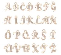 arricraft 52 dijes de letras A-Z con diamantes de imitación de cristal, letras de metal dorado claro para hacer gargantillas de joyería