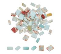 arricraft 72 pieza de Cuentas de de Amazonita con Flores Naturales, 2 tamaño de Cuentas de Piedra Preciosa de Jaspe de 2 agujeros, Cuentas Sueltas Rectangulares Planas, Conectores de Cuentas