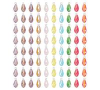 arricraft 80 dijes de cristal de lágrima facetada de 10 colores, 20 mm, chapado en color, colgante de cristal transparente con pasador plano de hierro platino para manualidades, aretes, collares