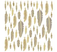 arricraft 80 dijes de plumas doradas antiguas, 10 estilos tibetanos de aleación de plumas de ala, atrapasueños con lazo para manualidades, pulseras, collares, accesorios de búsqueda de joyas, Metal