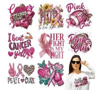 arricraft 9 hojas de calcomanías termoadhesivas para prevención del cáncer de mama, eslogan de cáncer de mama, calcomanías de transferencia para bricolaje, camisetas, jeans, mochilas, familias, ropa