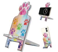 arricraft Bonito soporte acrílico para teléfono, diseño de huellas coloridas con temática de animales, soporte de escritorio portátil adecuado para todos los teléfonos inteligentes, interruptores