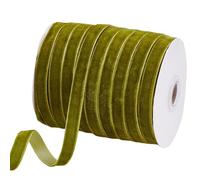 arricraft Cinta de terciopelo de un solo lado de Navidad de 54.68 yardas, cinta de terciopelo verde de 3/8 pulgadas de ancho, rollo de cinta de satén para envolver regalos de boda, lazos para el pelo