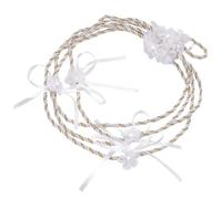 arricraft Cuerda de lazo de boda blanca, cordón de boda de 1.75 yardas con gasa con flor de perlas de plástico, macramé, cordón de poliéster, ramilletes de muñeca para decoración de fiesta de boda