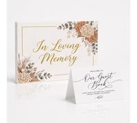 arricraft Libro de invitados de boda para que los invitados firmen, libro de invitados con temática de flores y plantas en memoria amorosa para aniversario, funeral, fiesta de baby shower, con tarjeta