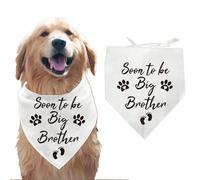 arricraft - Pañuelo para Perro (1 Pieza), Pañuelo Triangular de Algodón Blanco para Mascotas con Palabras Pronto Será Gran Hermano Bufanda Lavable Baberos Accesorios Chief Gender Reveal