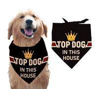 arricraft - Pañuelo para Perro (1 Pieza), Pañuelo Triangular de Algodón Negro para Mascotas con Texto Top Dog In This House Y Palabras Paws, Lavable, Baberos, Accesorios Estampados