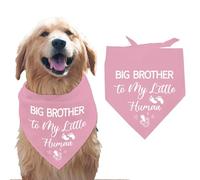 arricraft - Pañuelo para Perro (1 Pieza), Pañuelo Triangular de Algodón Rosa para Mascotas con Palabras Gran Hermano de Mi Pequeño Humano, Baberos Lavables, Anuncio de Embarazo para Perros