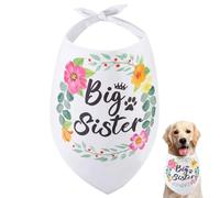 arricraft - Pañuelo para Perro (1 Pieza), Triángulo de Algodón Blanco Bandana para Mascotas Big Sister Palabras Flor Lavable Cachorro Gato Bufanda Baberos Accesorios para Perros Y Gatos Regalos