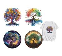 arricraft Parche para planchar diseño: árbol de la vida, 4 unidades, mariposa, cielo estrellado, plancha, pegatinas de transferencia de calor, de plástico, parches lavables para manualidades,