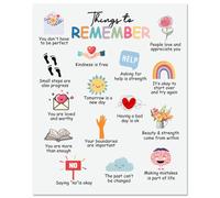 arricraft Póster de salud mental con texto en inglés «Things to Remember Mental», «Kindness Is Free Therapy», decoración de oficina, sin marco, diseño de girasol, arco iris, arte de pared para oficina